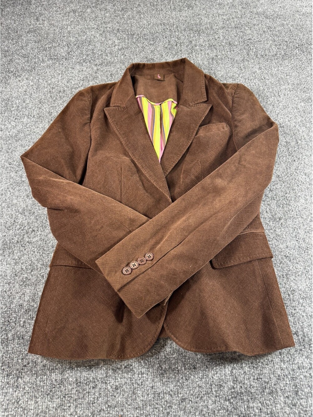 Tailorbyrd Women's Jaket Size 8 Brown Corduroy Notch Lapel Single Breasted
